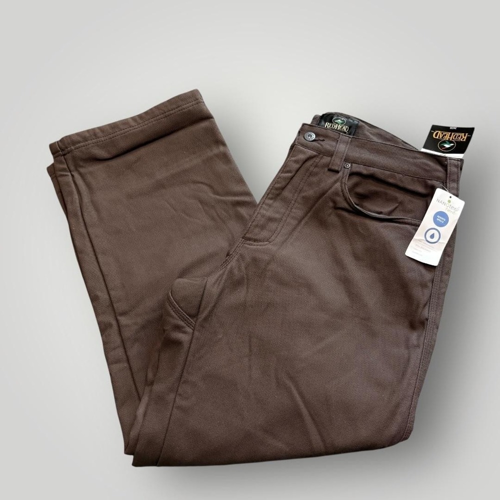 RedHead Pants Mens 34x30 Brown‎ Lined Canvas Fleece Insulated Workwear Outdoor